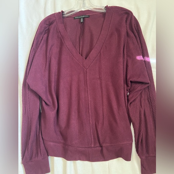 White House Black Market Weekend Cozy Knit Pullover in Cabernet size XL - Picture 9 of 10